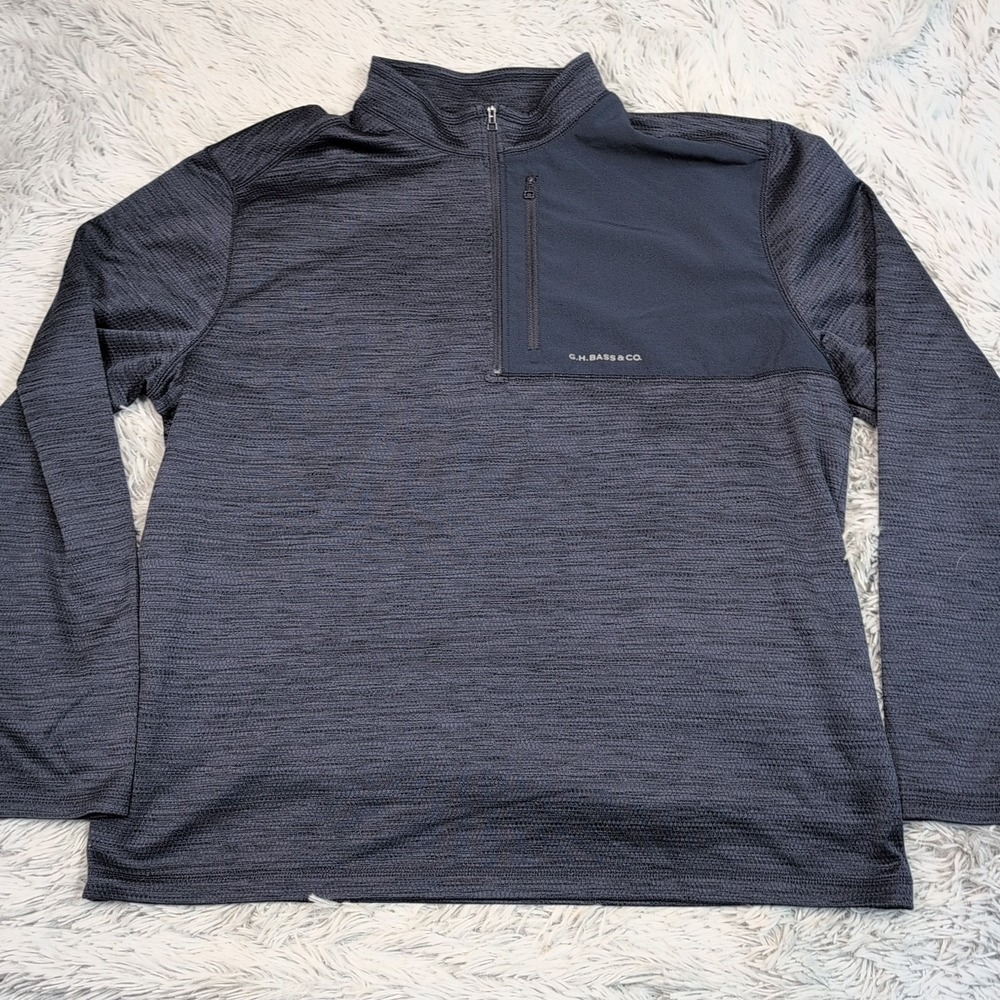 G.H. Bass Sweatshirt Mens XL Blue Half Zip Comfort Casual Preppy Athletic Pocket